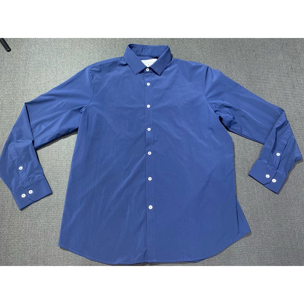 Mizzen + Main Standard Fit Long Sleeve Button‎ Down Shirt Navy Size XL